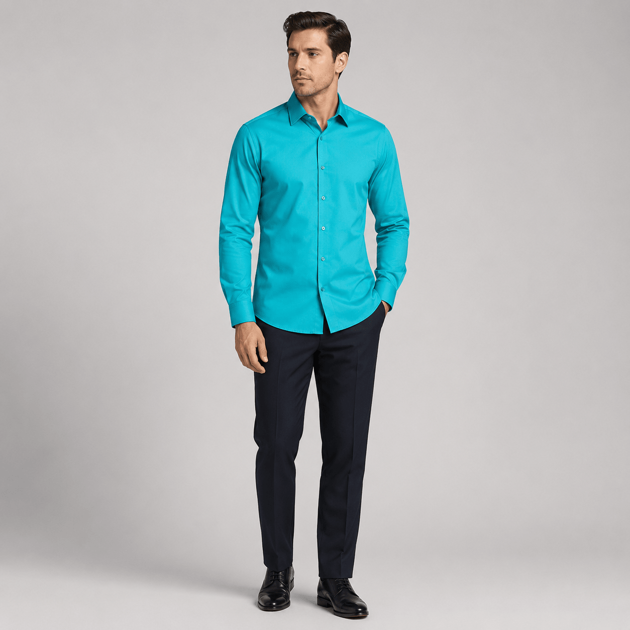 Men's Slim Fit Dress Shirt Color Turquoise - Upscale Men's Fashion