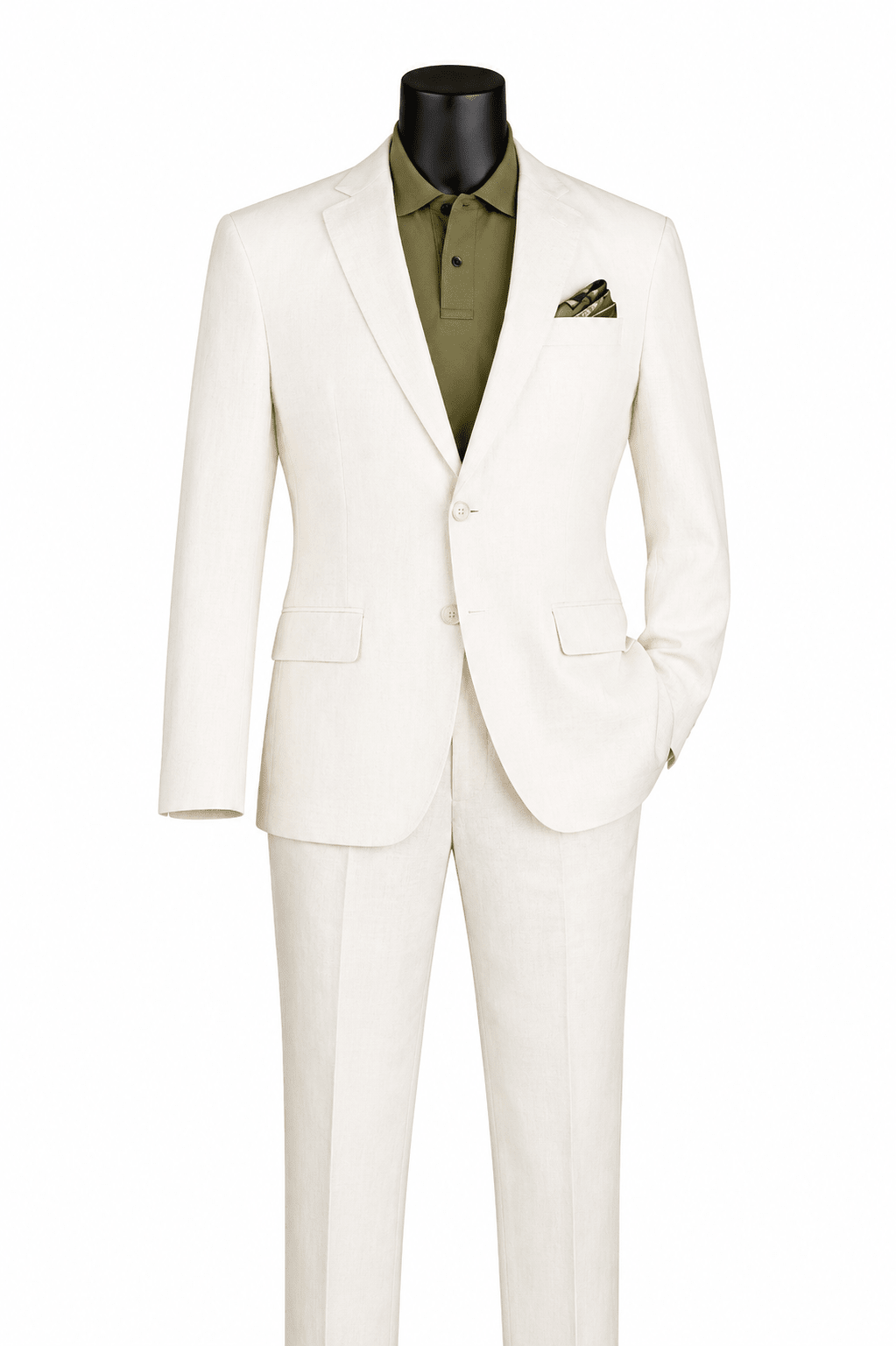 Men's White Linen Blend Modern Fit 2-Piece Suit - Upscale Men's Fashion