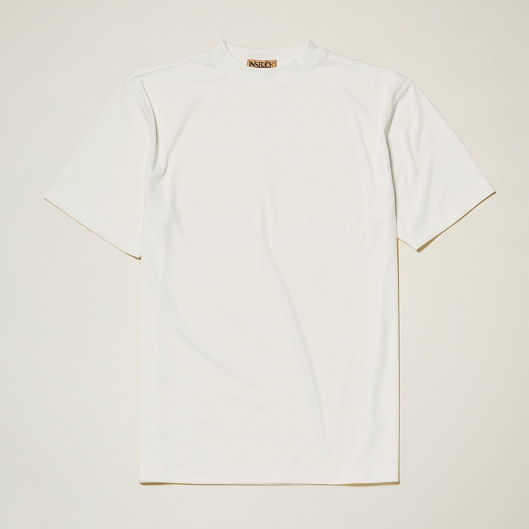 White Ribbed Regular Fit Crew Neck T-Shirt - Upscale Men's Fashion