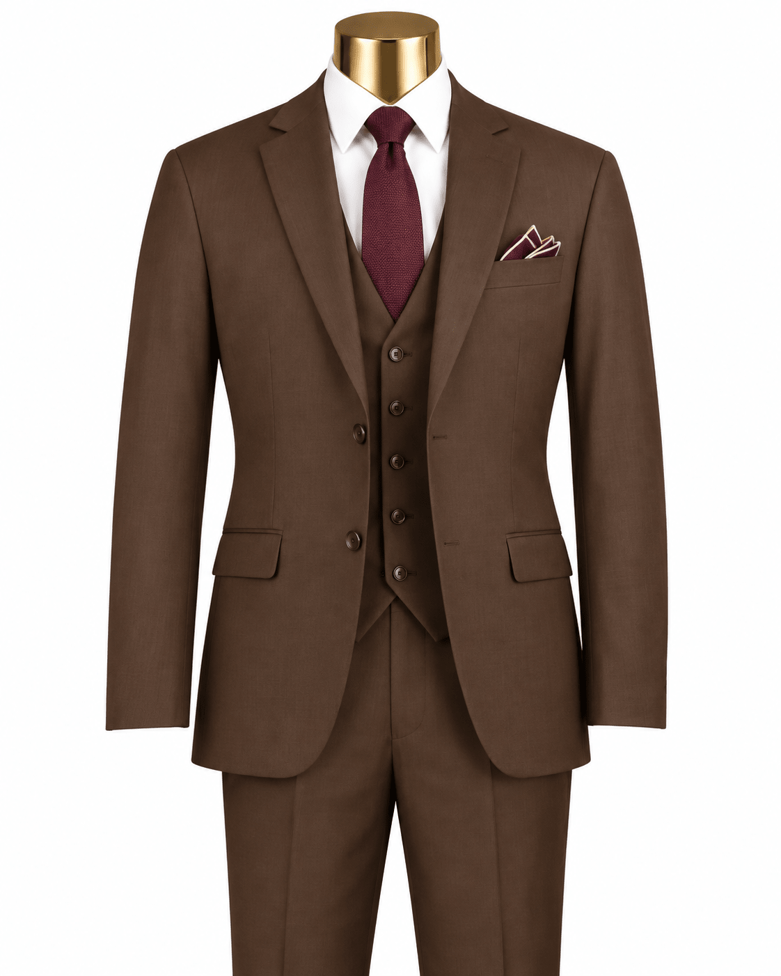 Metropolitan Collection – Brown Slim Fit 3-Piece Suit - Upscale Men's Fashion