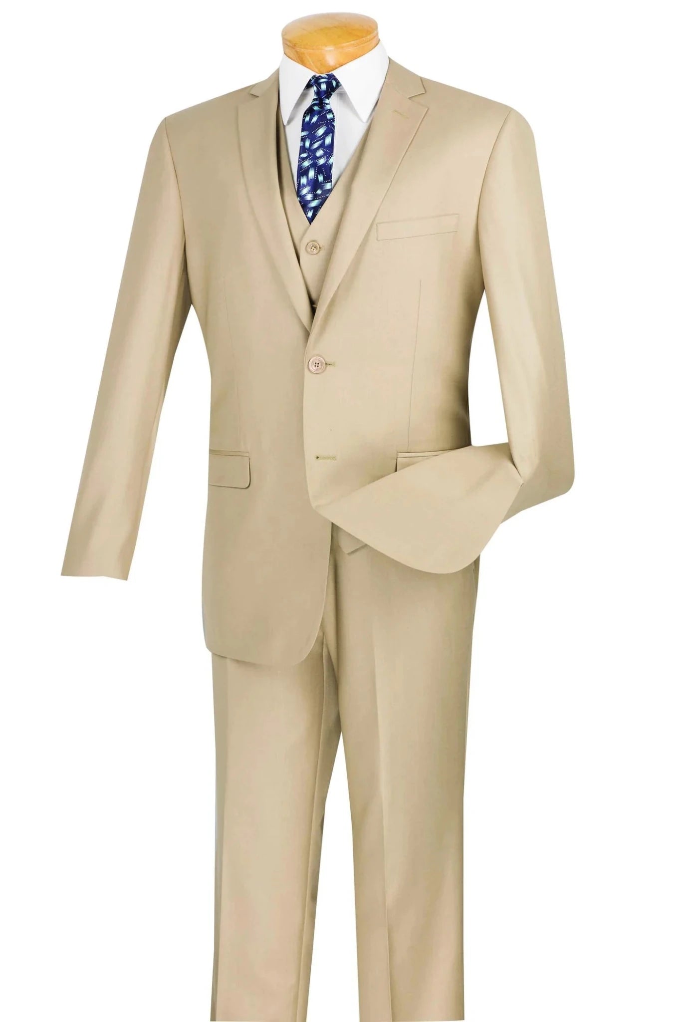 Metropolitan Collection – Light Beige Slim Fit 3-Piece Suit - Upscale Men's Fashion