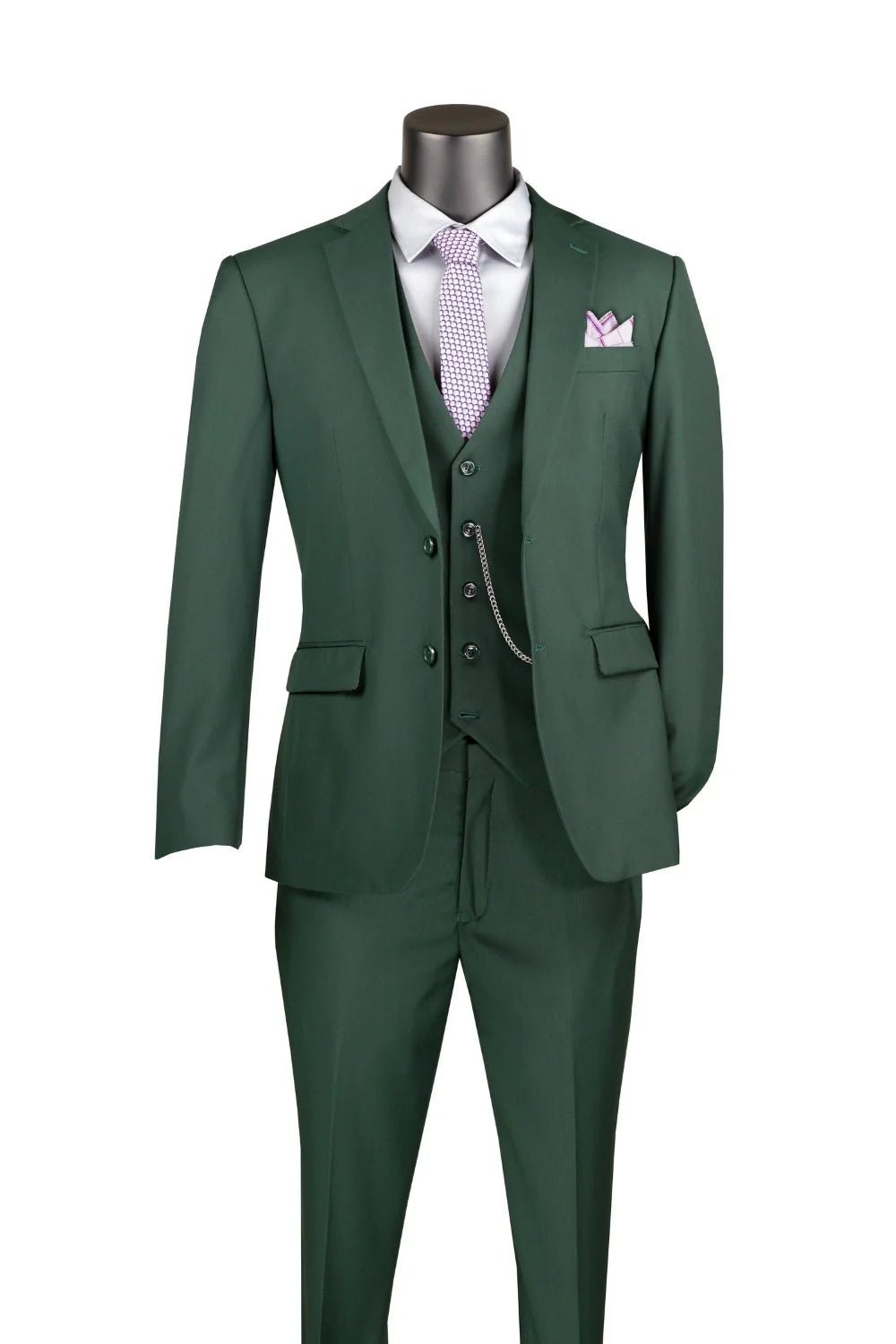 Metropolitan Collection – Hunter Green Slim Fit 3-Piece Suit - Upscale Men's Fashion