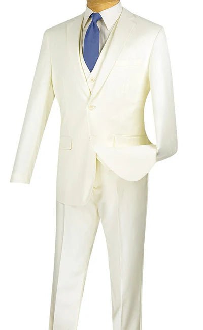 Metropolitan Collection – Ivory Slim Fit 3-Piece Suit - Upscale Men's Fashion