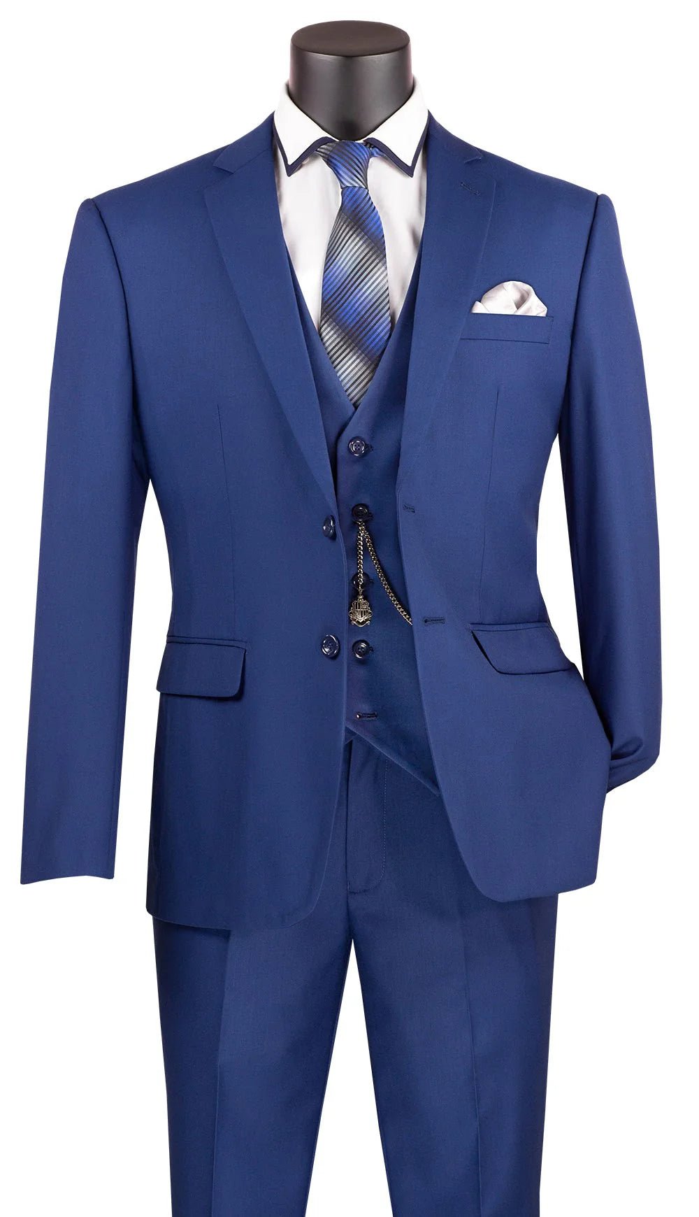 Metropolitan Collection – Twilight Blue Slim Fit 3-Piece Suit - Upscale Men's Fashion