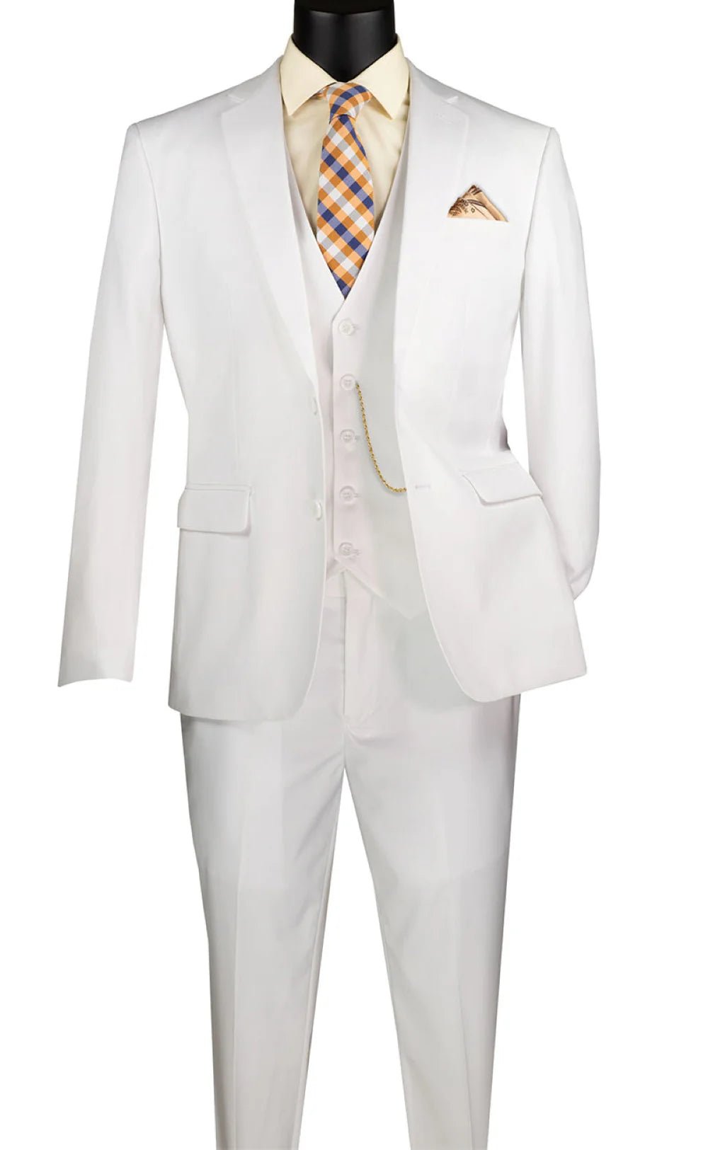 Metropolitan Collection – White Slim Fit 3-Piece Suit - Upscale Men's Fashion