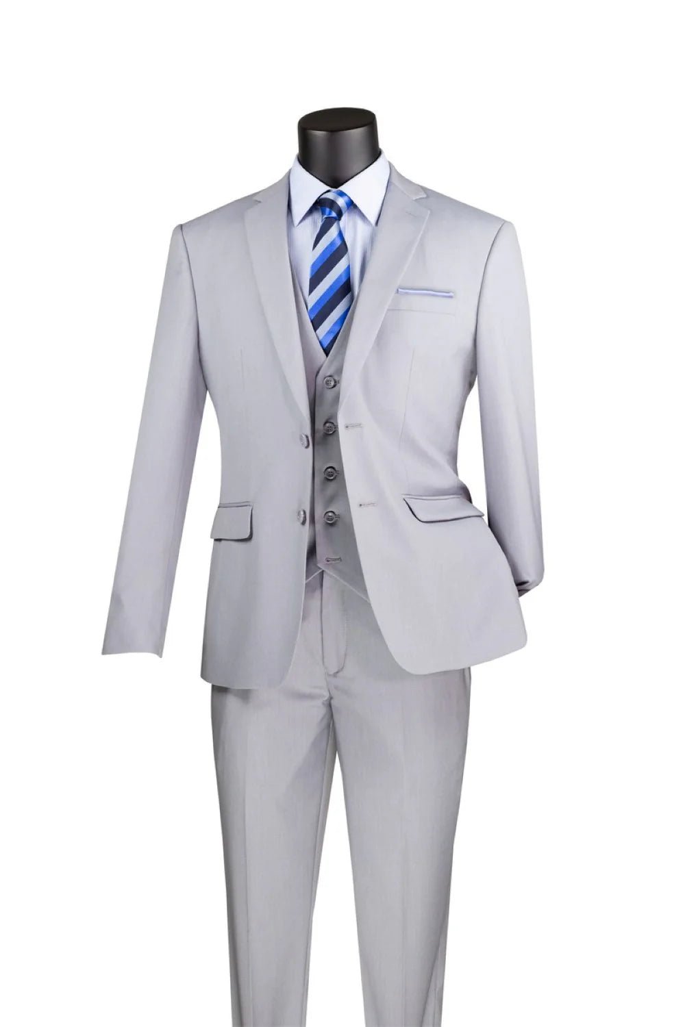 Metropolitan Collection – Light Grey Slim Fit 3-Piece Suit - Upscale Men's Fashion
