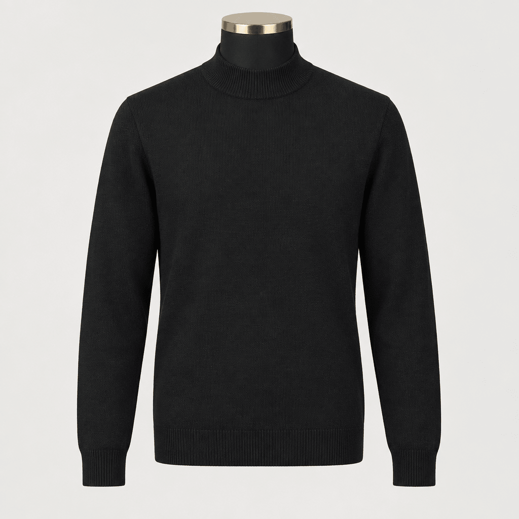 Mock Neck Sweater Color Black - Upscale Men's Fashion