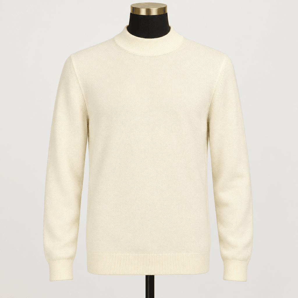 Mock Neck Sweater Color Off White - Upscale Men's Fashion