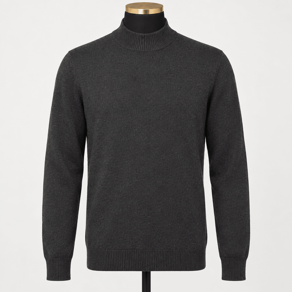 Mock Neck Sweater Color Charcoal - Upscale Men's Fashion