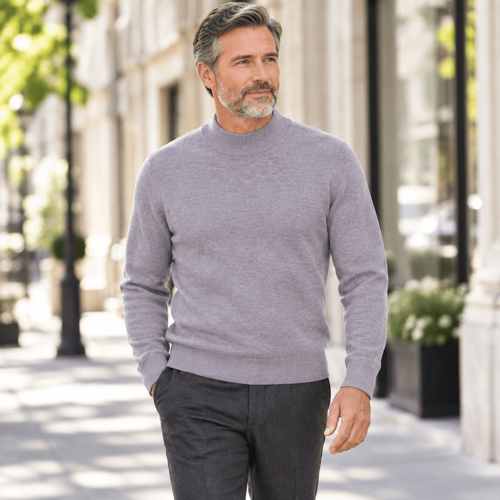 Mock Neck Sweater Color Grey - Upscale Men's Fashion