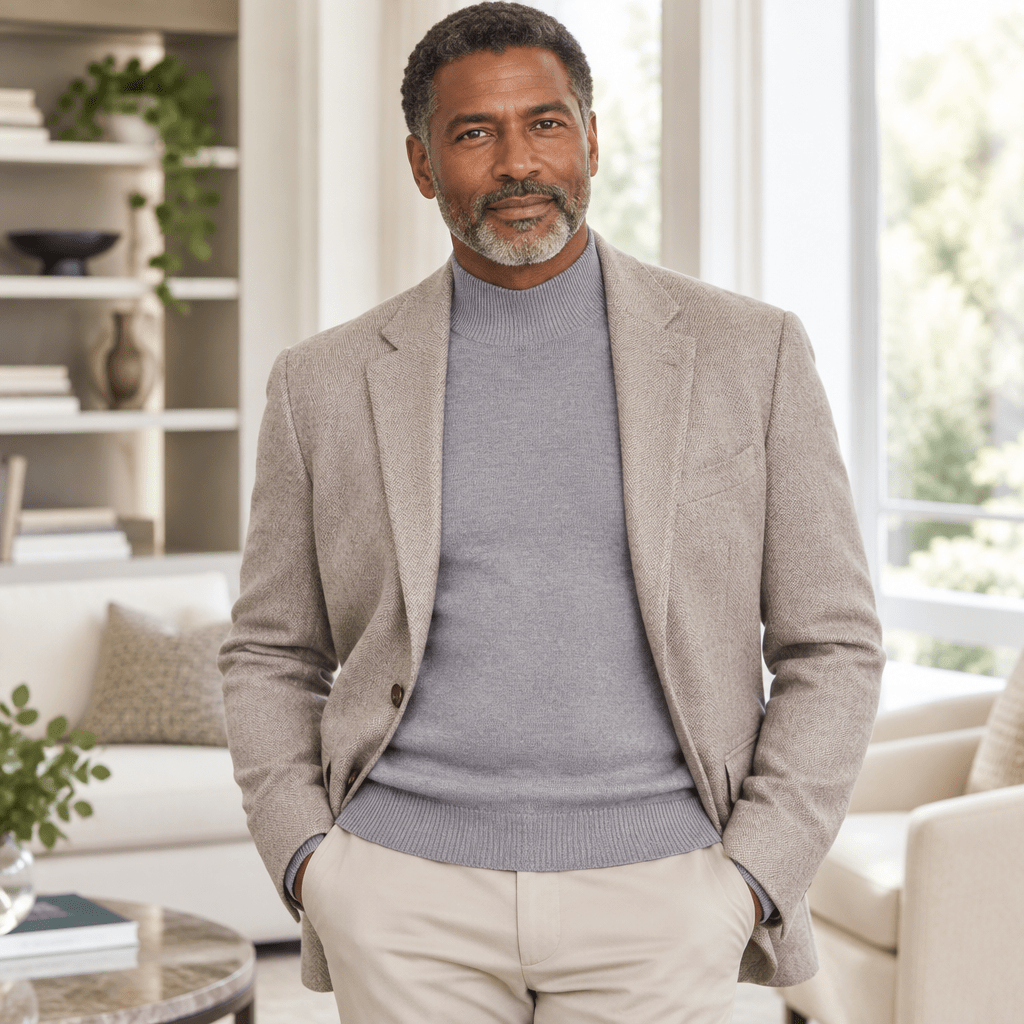 Mock Neck Sweater Color Grey - Upscale Men's Fashion