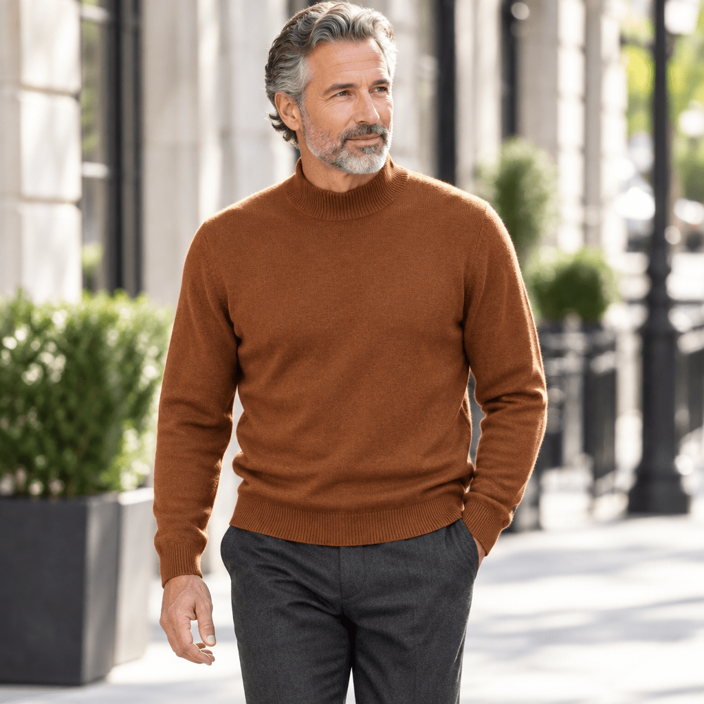 Mock Neck Sweater Color Rust - Upscale Men's Fashion