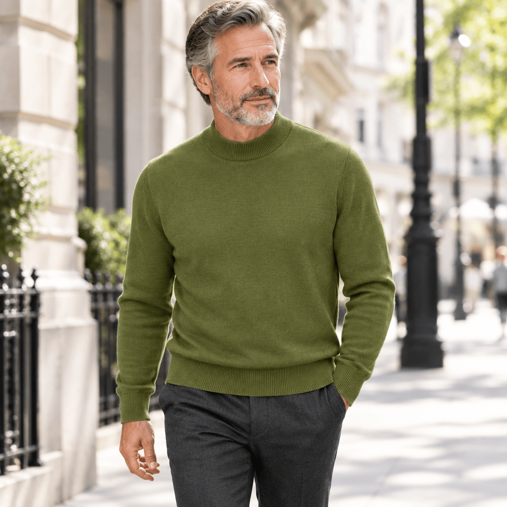 Mock Neck Sweater Color Olive - Upscale Men's Fashion