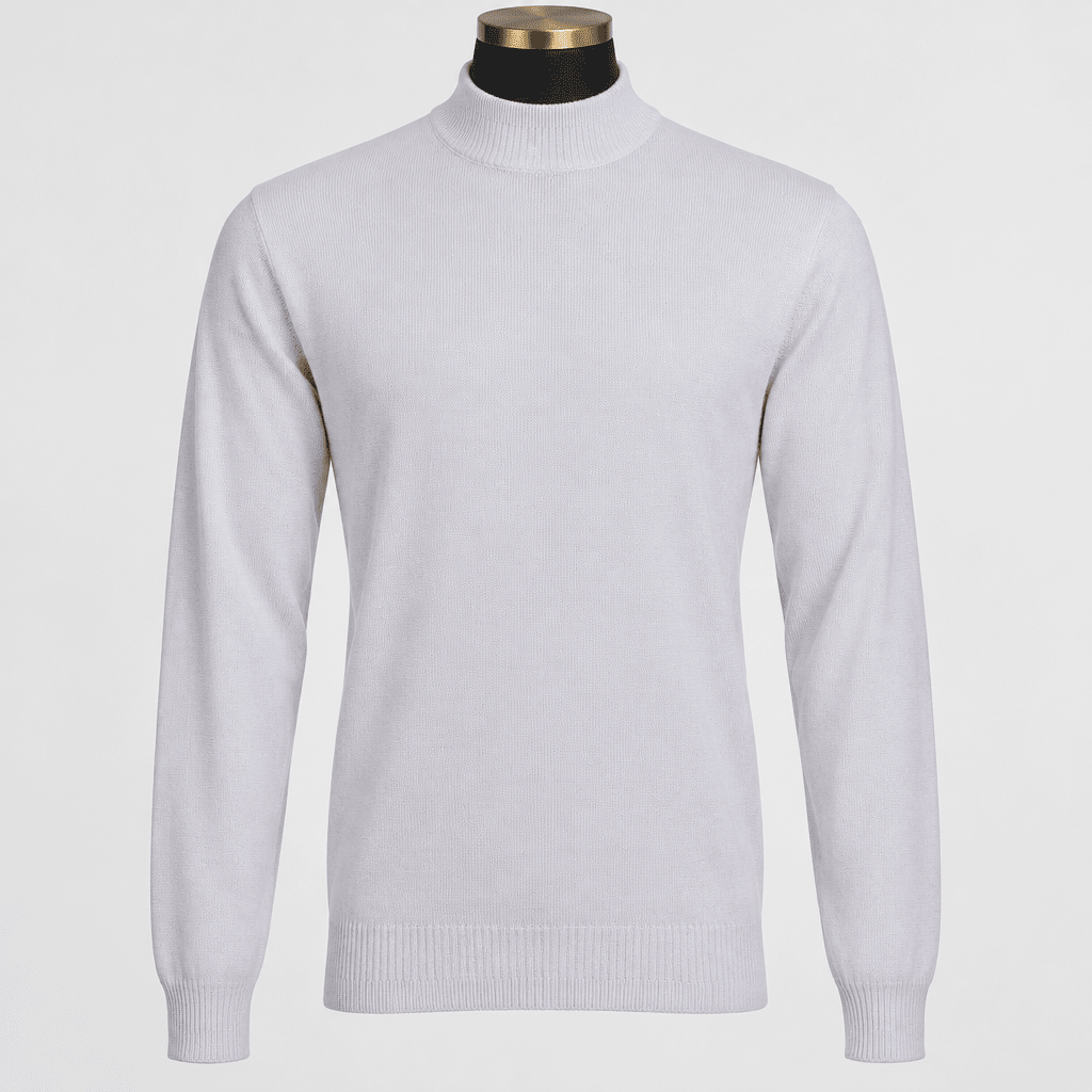 Mock Neck Sweater Color White - Upscale Men's Fashion