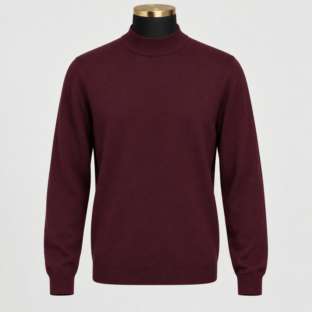 Mock Neck Sweater Color Burgundy - Upscale Men's Fashion