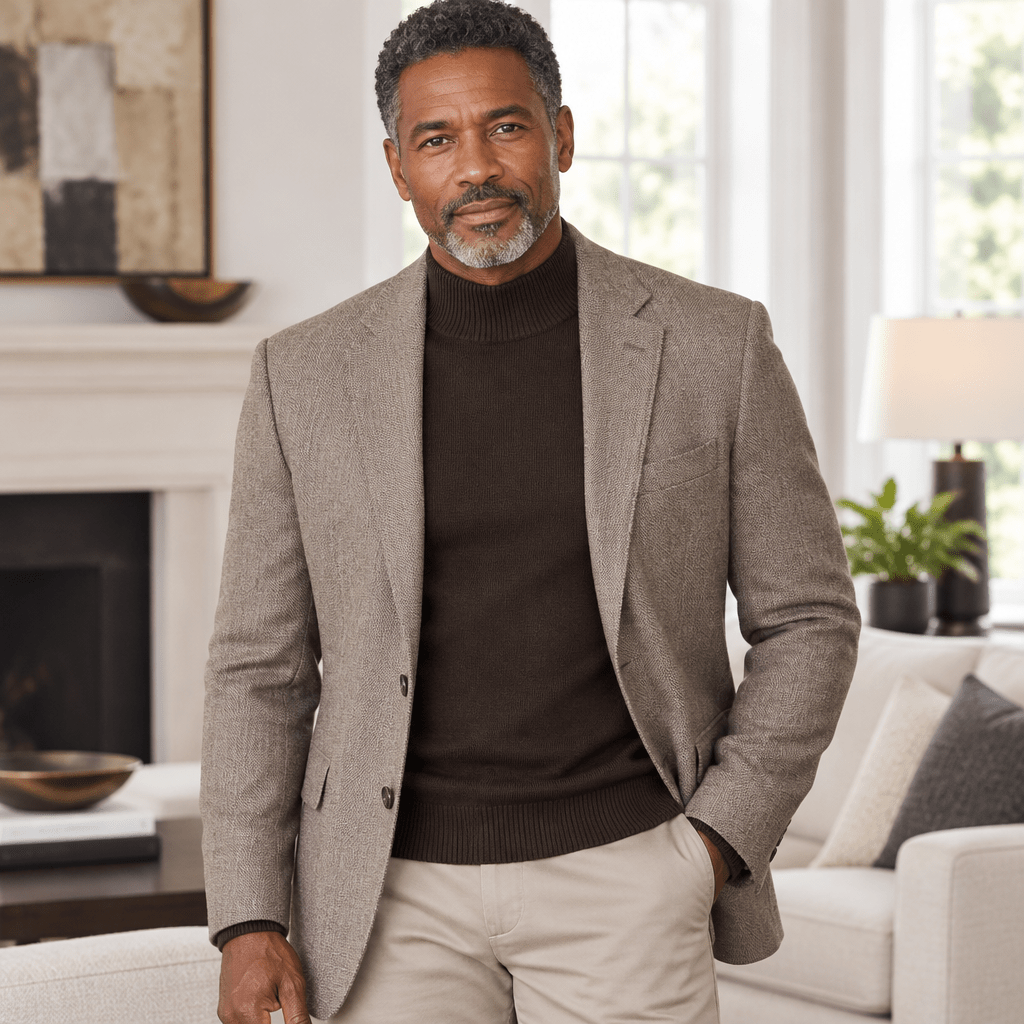 Mock Neck Sweater Color Brown - Upscale Men's Fashion
