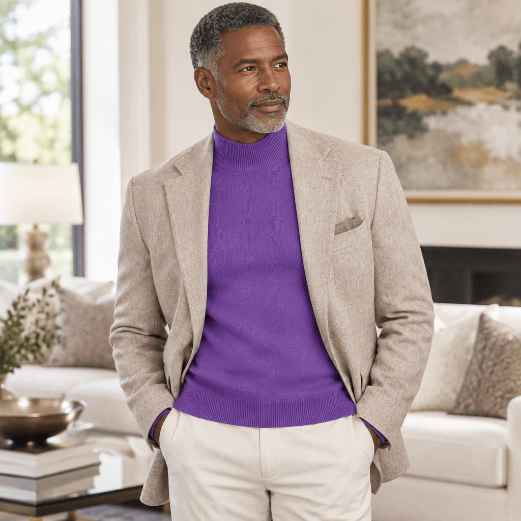 Mock Neck Sweater color Amethyst - Upscale Men's Fashion