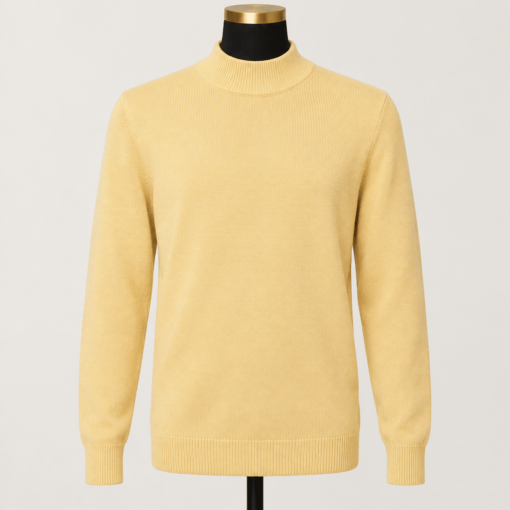 Mock Neck Sweater color Banana Cream - Upscale Men's Fashion