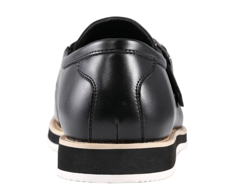 Skyler Black Patent Leather Loafers with Gold Buckle – Men's Slip-On Dress Shoes
