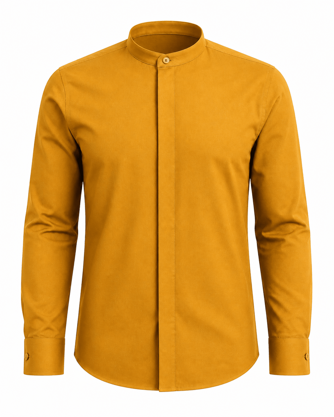 Banded Collar Dress Shirt, Mustard - Upscale Men's Fashion