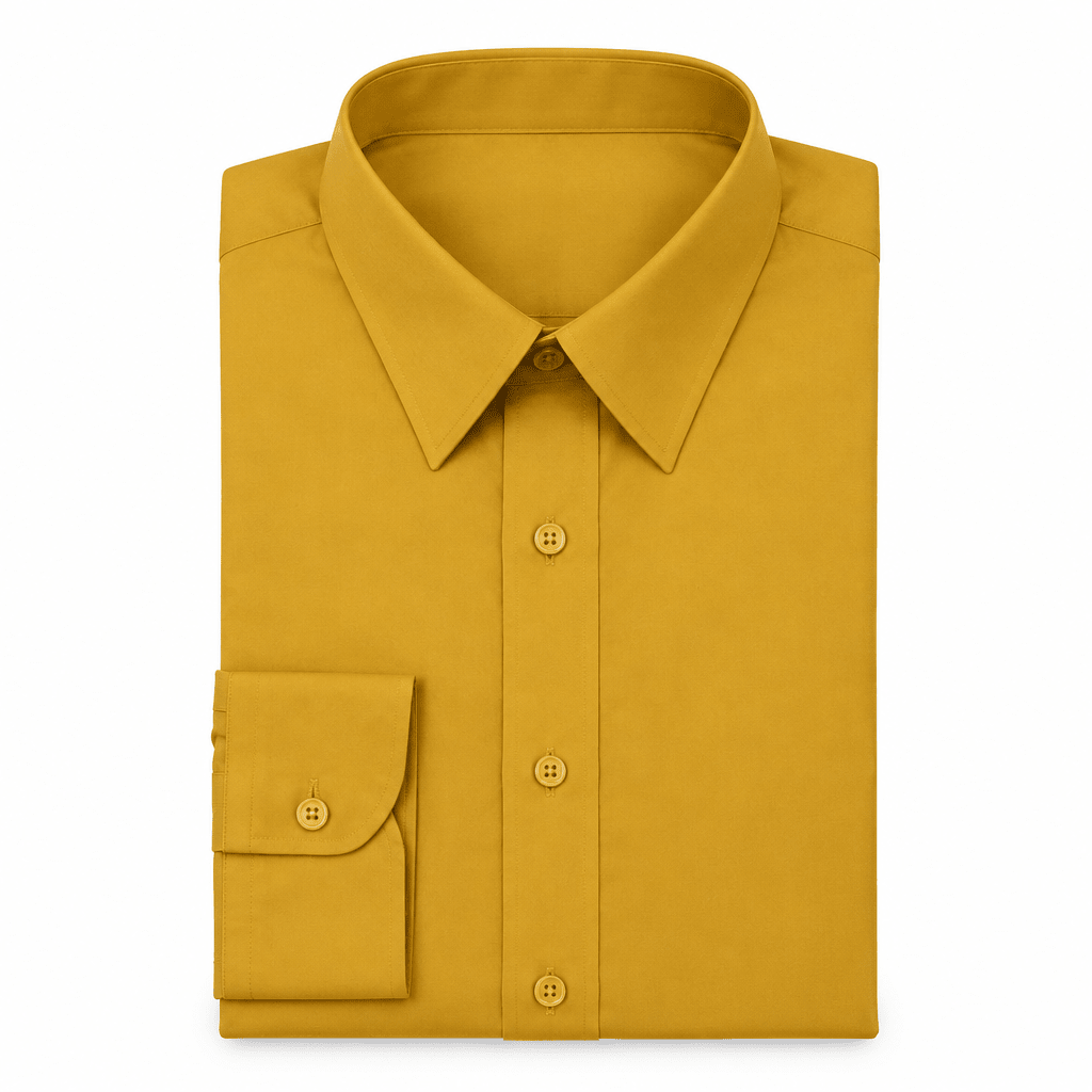 Men's Basic Dress Shirt with Convertible Cuff -Color Mustard - Upscale Men's Fashion