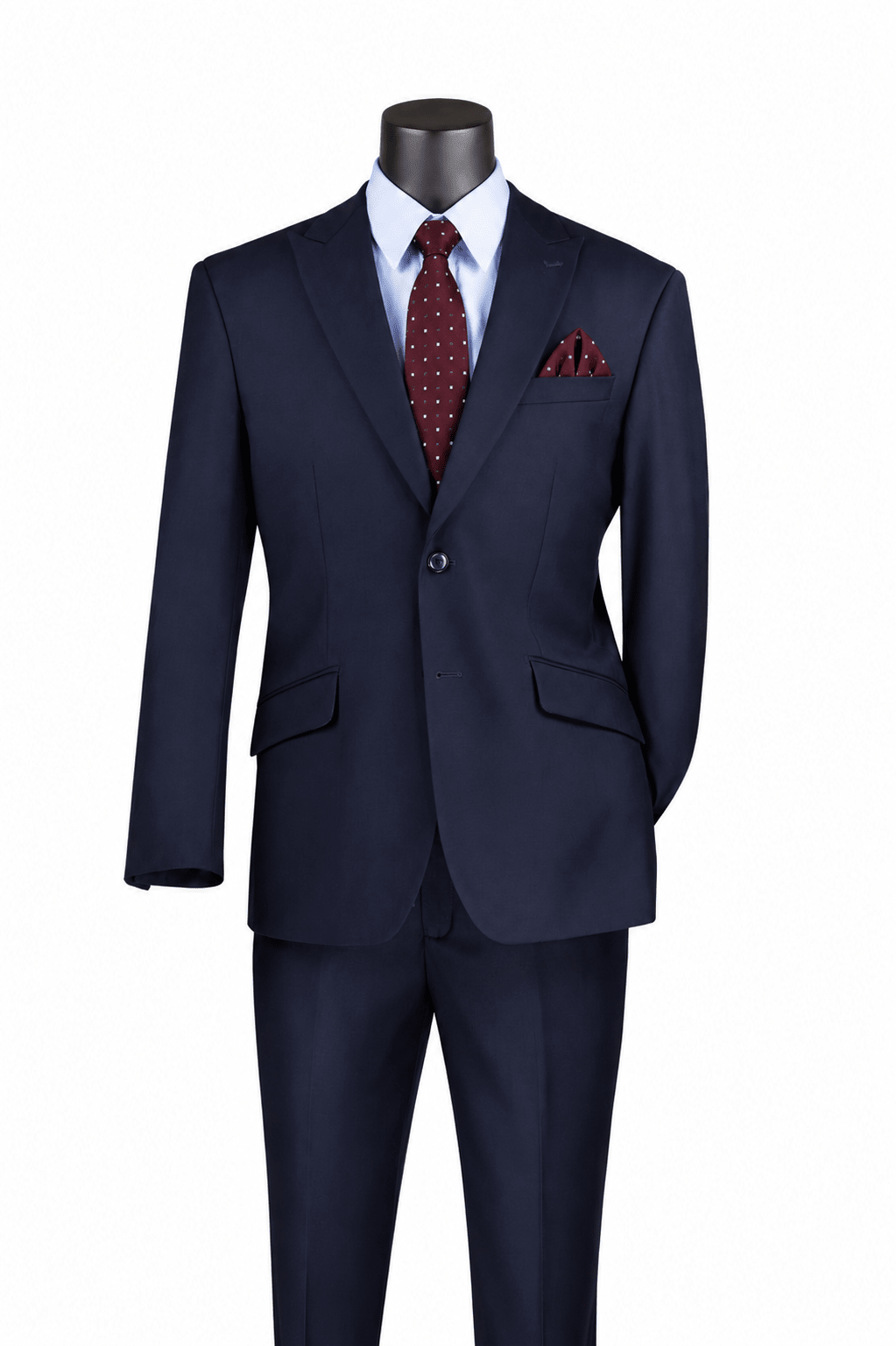 Navy Modern Fit 2 Piece Suit with Peak Lapel – Imperio Collection - Upscale Men's Fashion