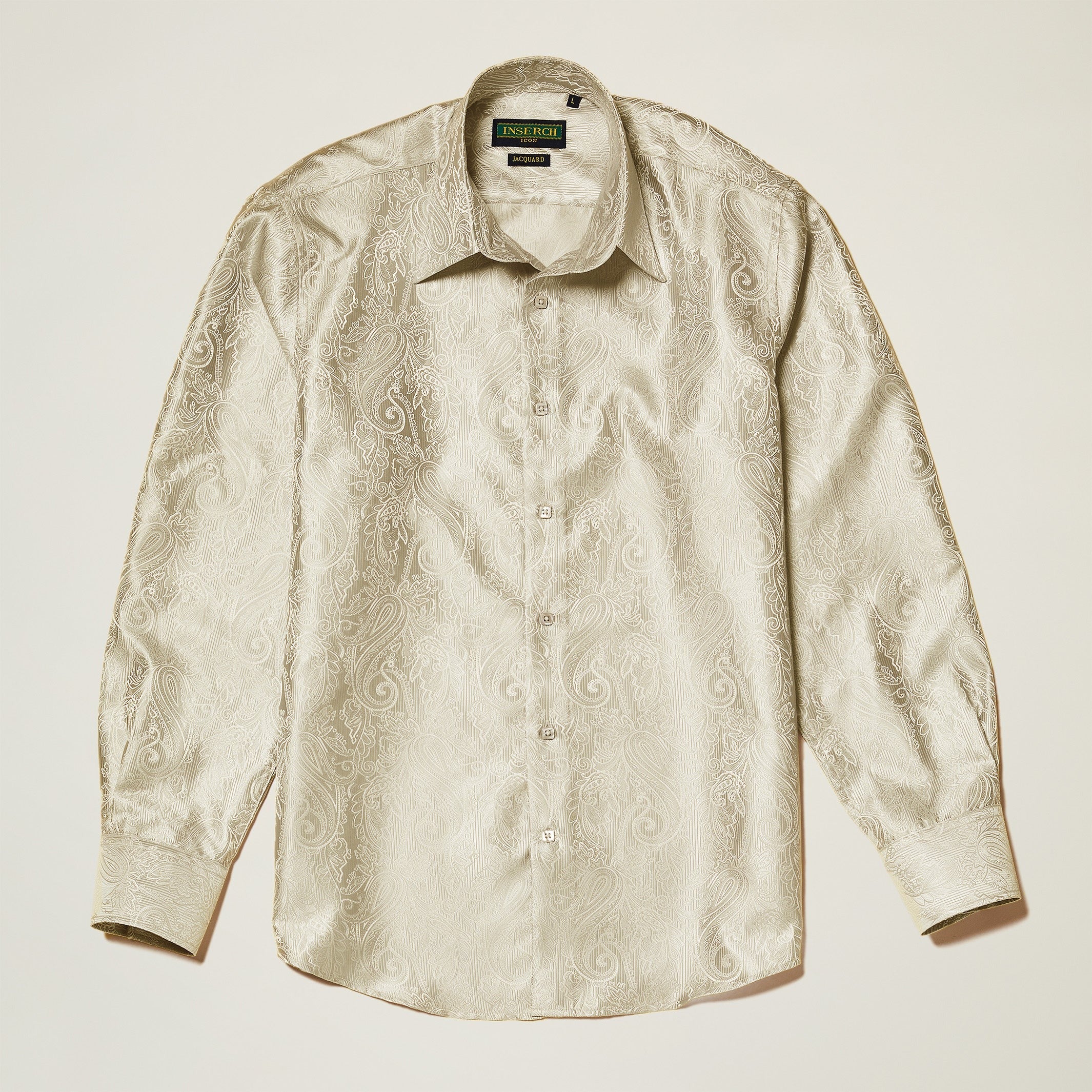 Bone Paisley Long Sleeve Jacquard Shirt