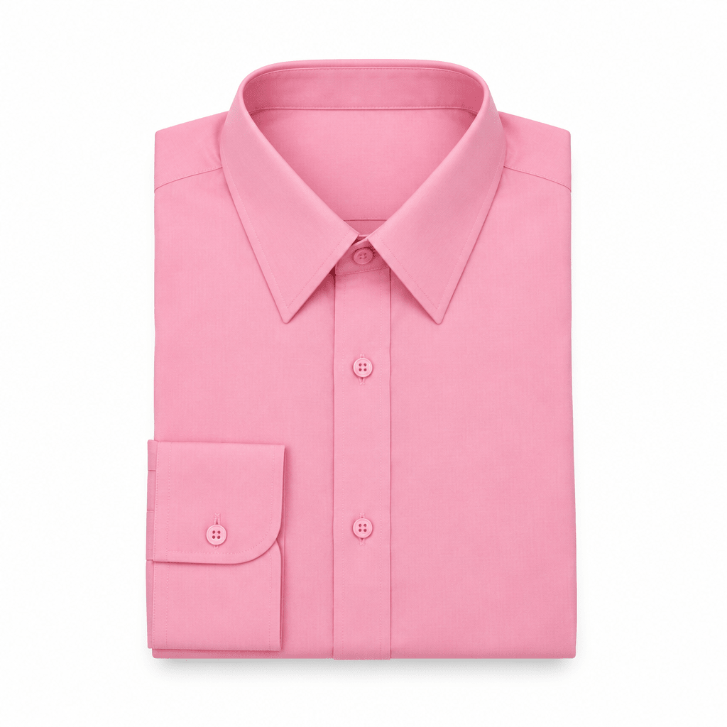 Men's Basic Dress Shirt with Convertible Cuff -Color Pink - Upscale Men's Fashion