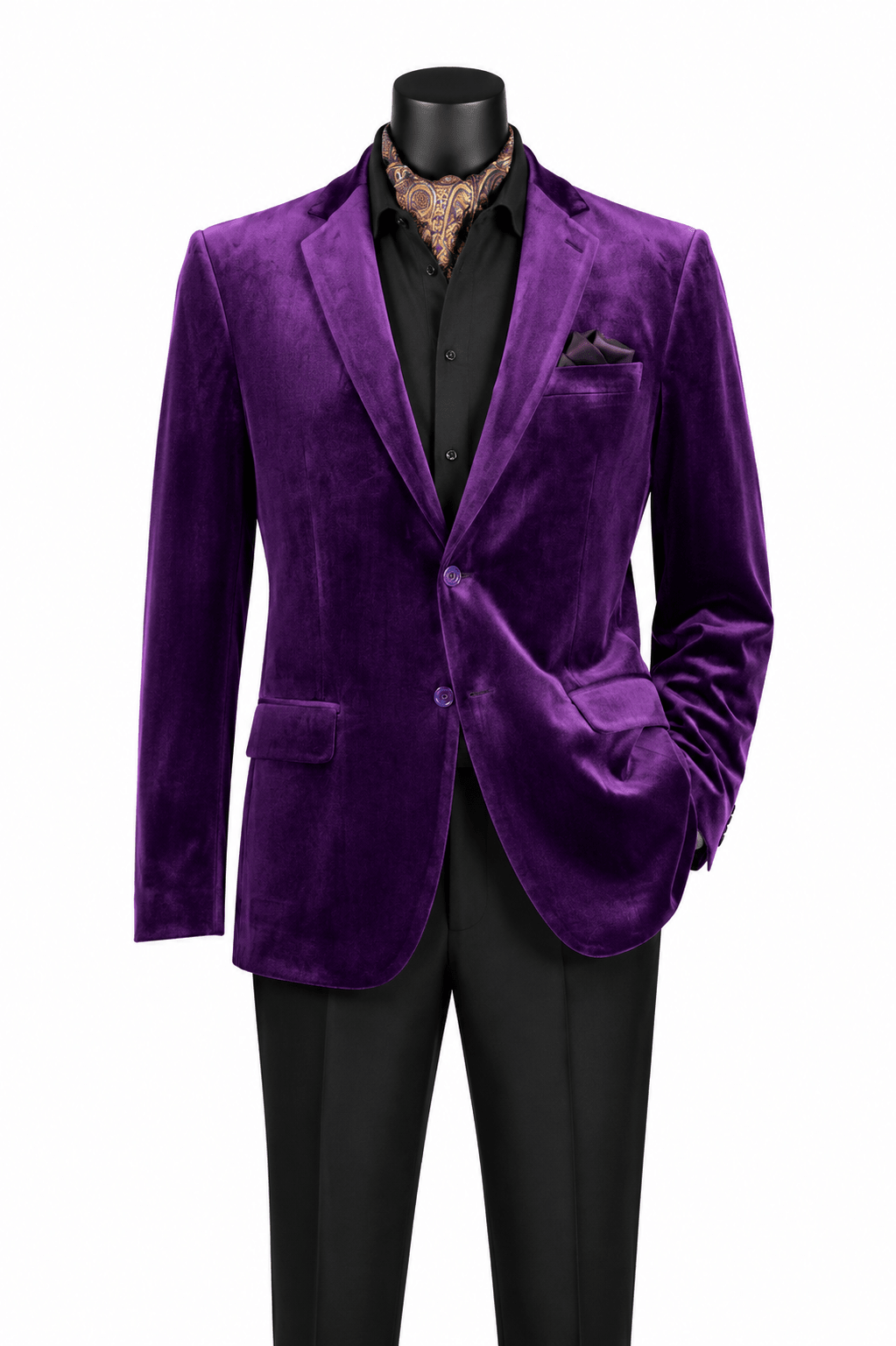 Purple Regular Fit Velvet Blazer-Orsini Collection - Upscale Men's Fashion
