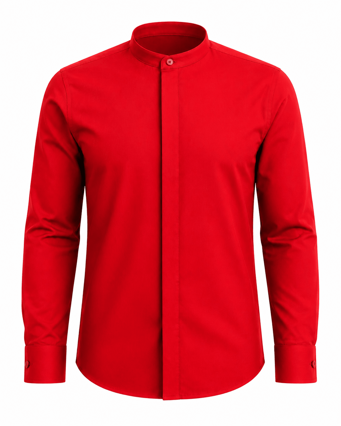 Banded Collar Dress Shirt, Red - Upscale Men's Fashion