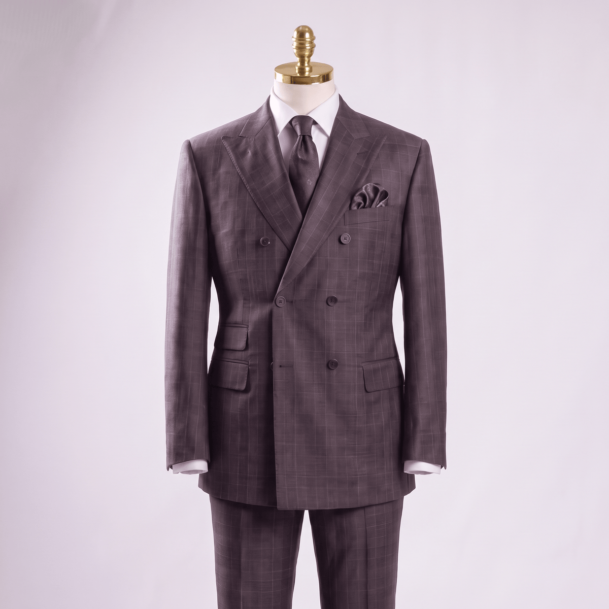 Regular Fit Double-Breasted Glen Plaid 2-Piece Suit – Black - Upscale Men's Fashion