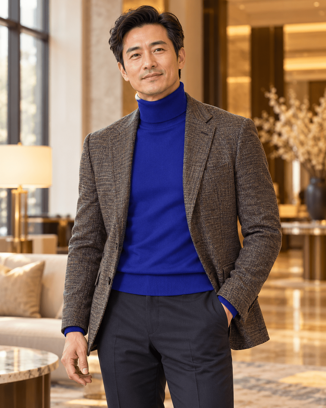 Men's Turtleneck Sweater color Royal Blue - Upscale Men's Fashion