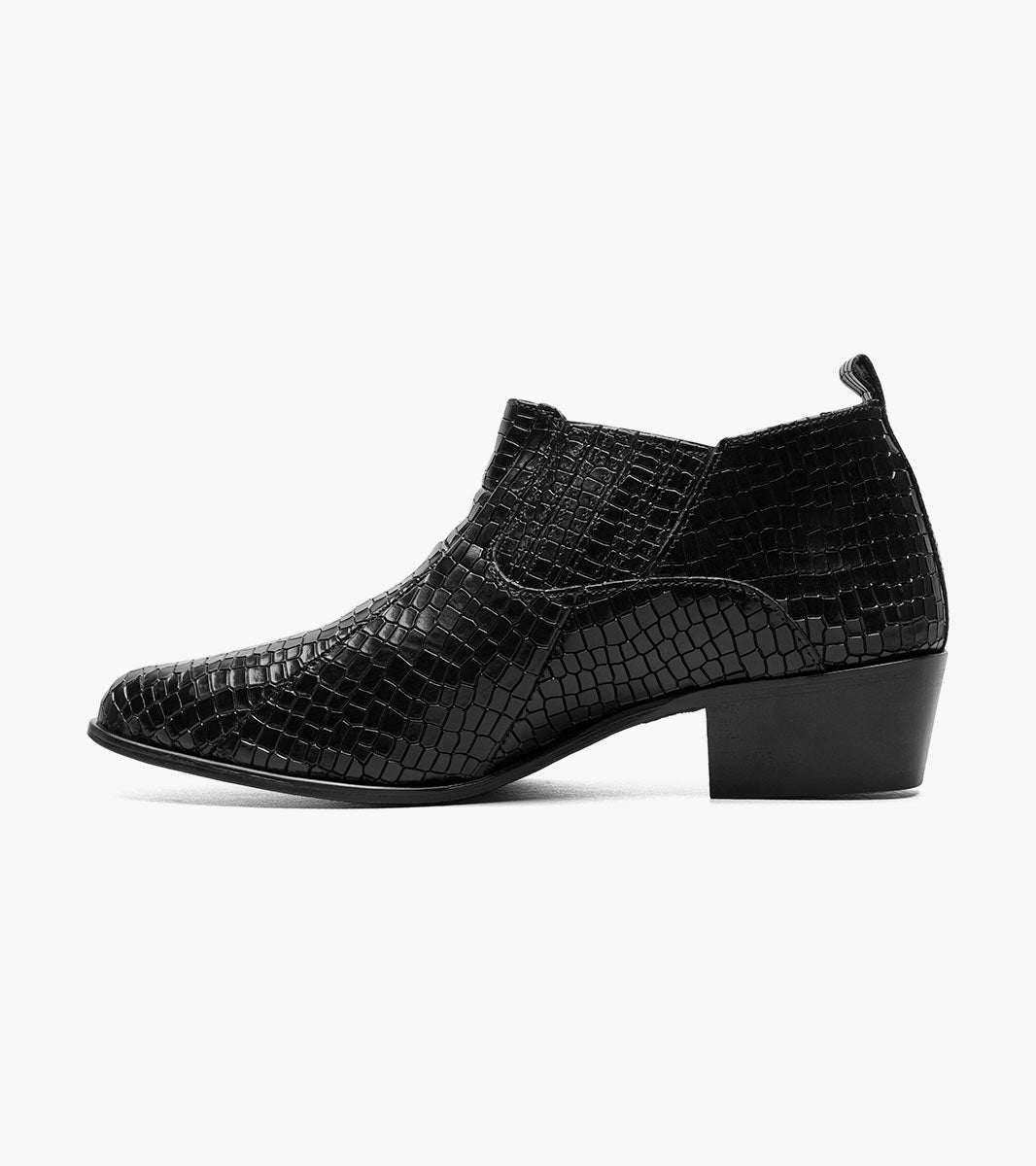 Stacy Adams Sandoval black crocodile print Cuban heel boot inner side