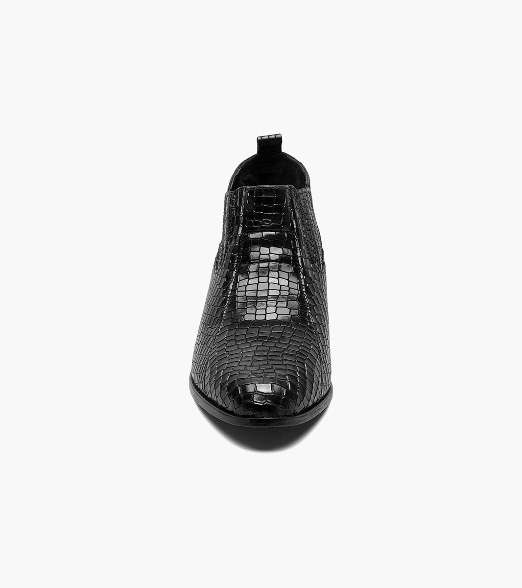 Stacy Adams Sandoval black crocodile print Cuban heel boot top view
