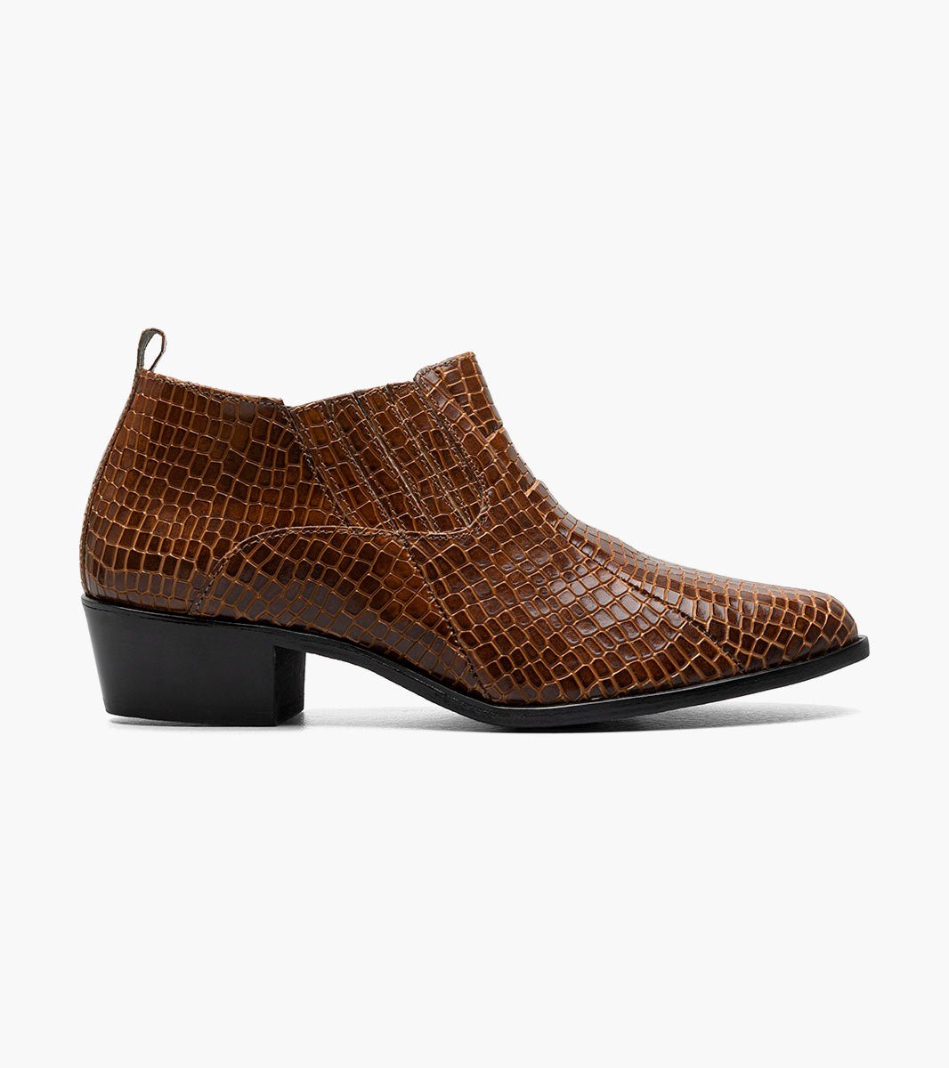 Stacy Adams Sandoval Cognac Crocodile Print Cuban Heel Boot - Upscale Men's Fashion