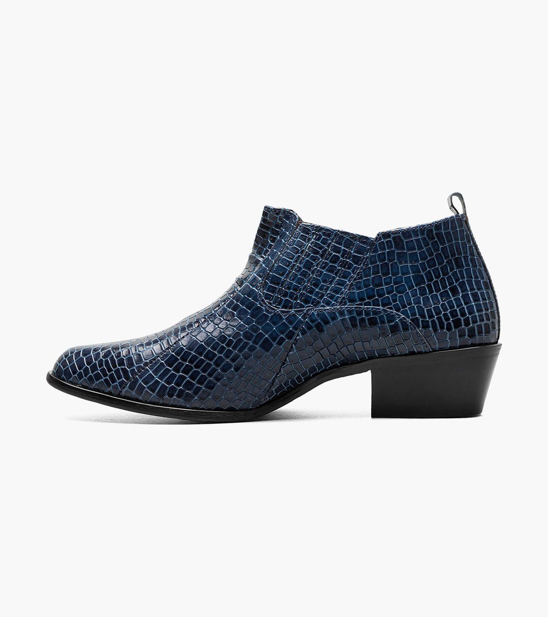 Stacy Adams Sandoval Navy Crocodile Print Cuban Heel Boot - Upscale Men's Fashion