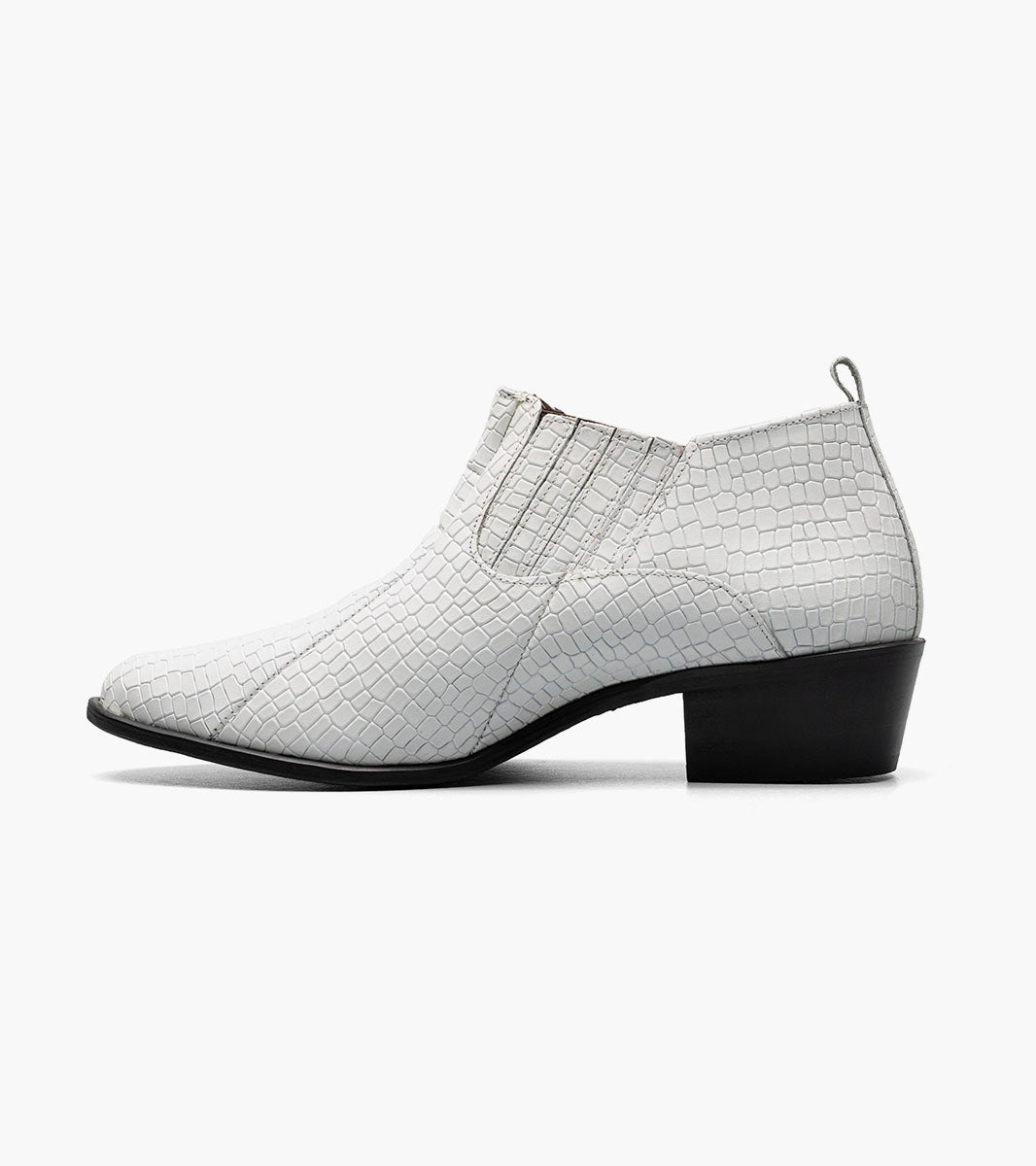 Stacy Adams Sandoval White Crocodile Print Cuban Heel Boot - Upscale Men's Fashion