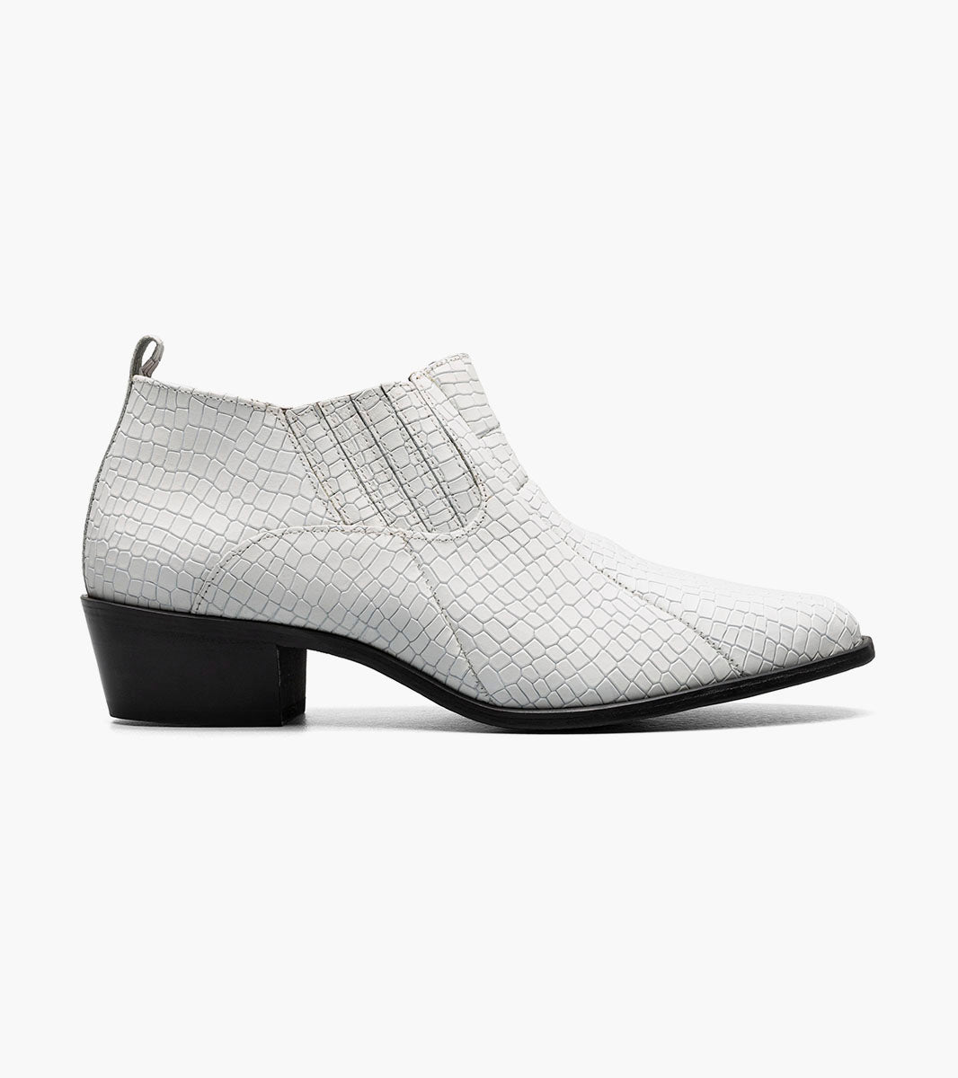 Stacy Adams Sandoval White Crocodile Print Cuban Heel Boot - Upscale Men's Fashion