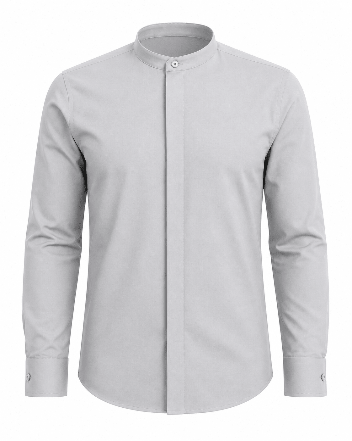 Banded Collar Dress Shirt ,Silver - Upscale Men's Fashion