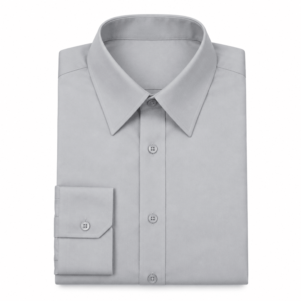 Men's Basic Dress Shirt with Convertible Cuff -Color Silver - Upscale Men's Fashion