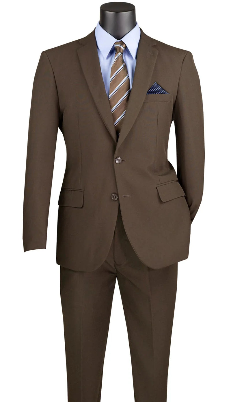 Essential Poplin Collection-Brown Slim Fit 2 Piece Suit