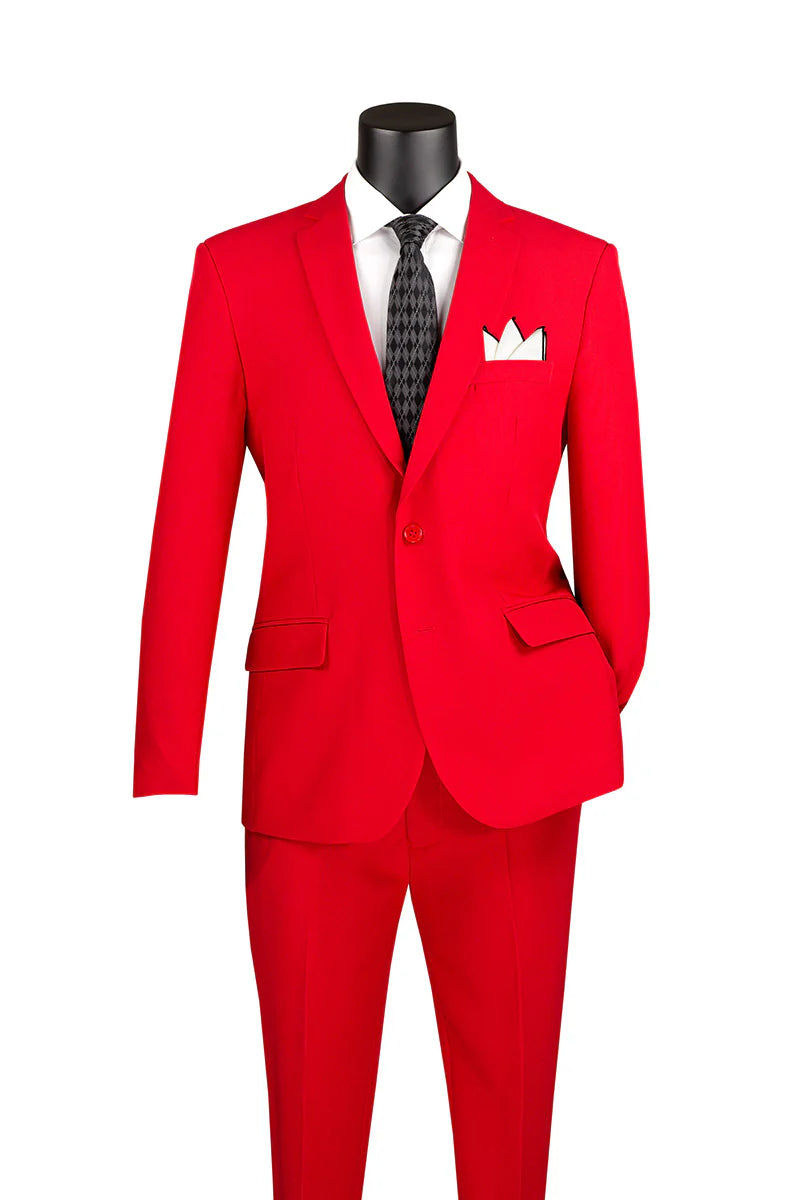 Essential Poplin Collection-Red Slim Fit 2 Piece Suit