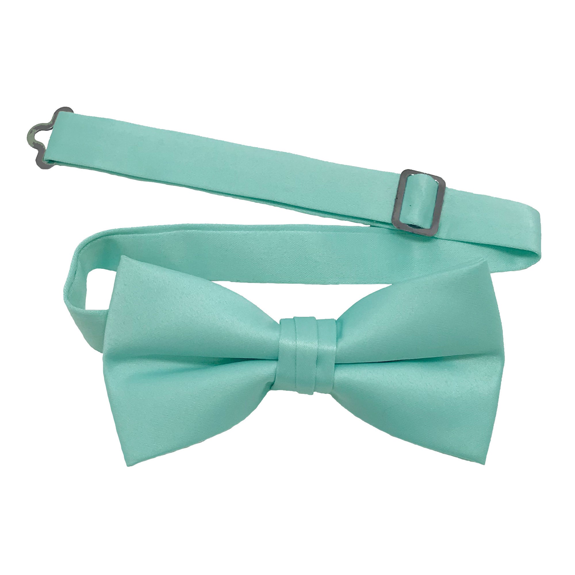 Men's Aquamarine solid satin pre-tied bow tie
