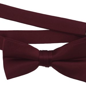 Men's Burgundy solid satin pre-tied bow tie