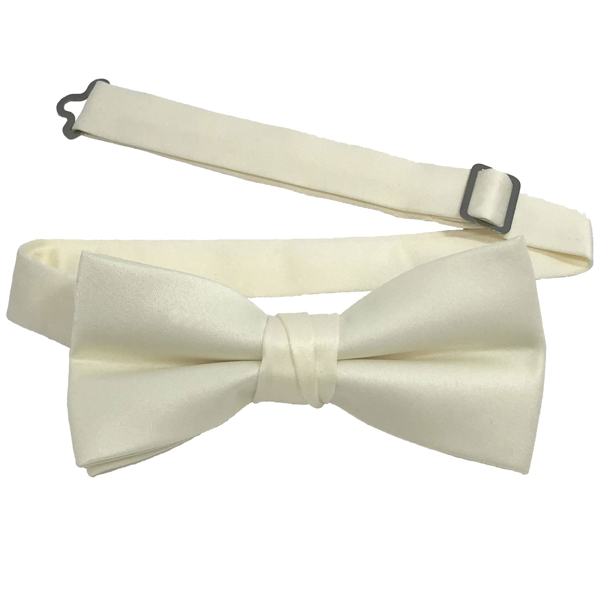 Men's Ivory solid satin pre-tied bow tie