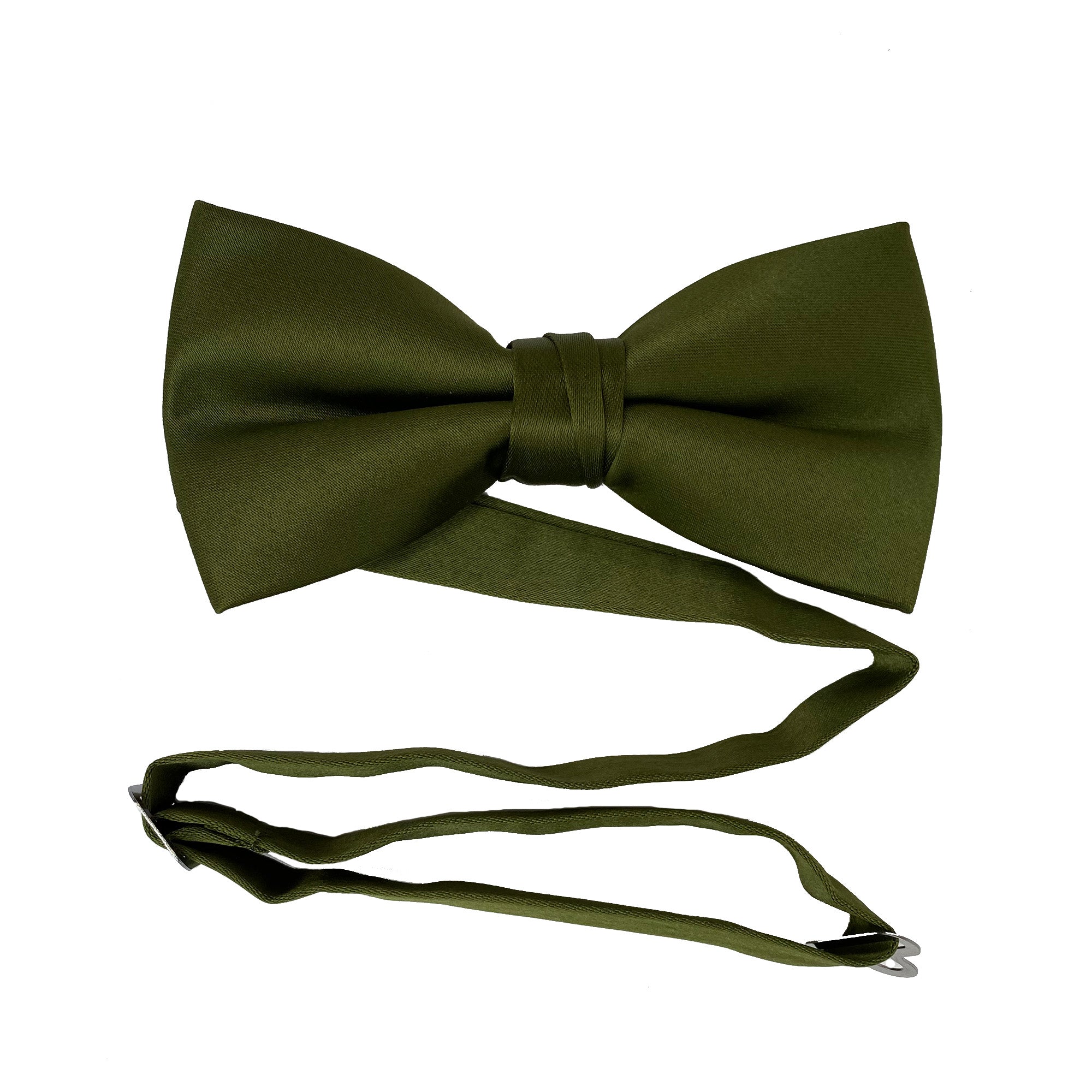Men's Olive solid satin pre-tied bow tie