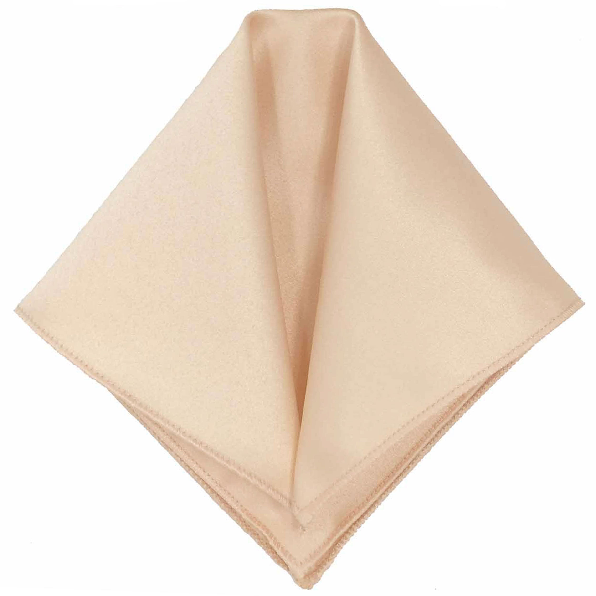 Men's Peach Beige Solid Satin Pocket Square