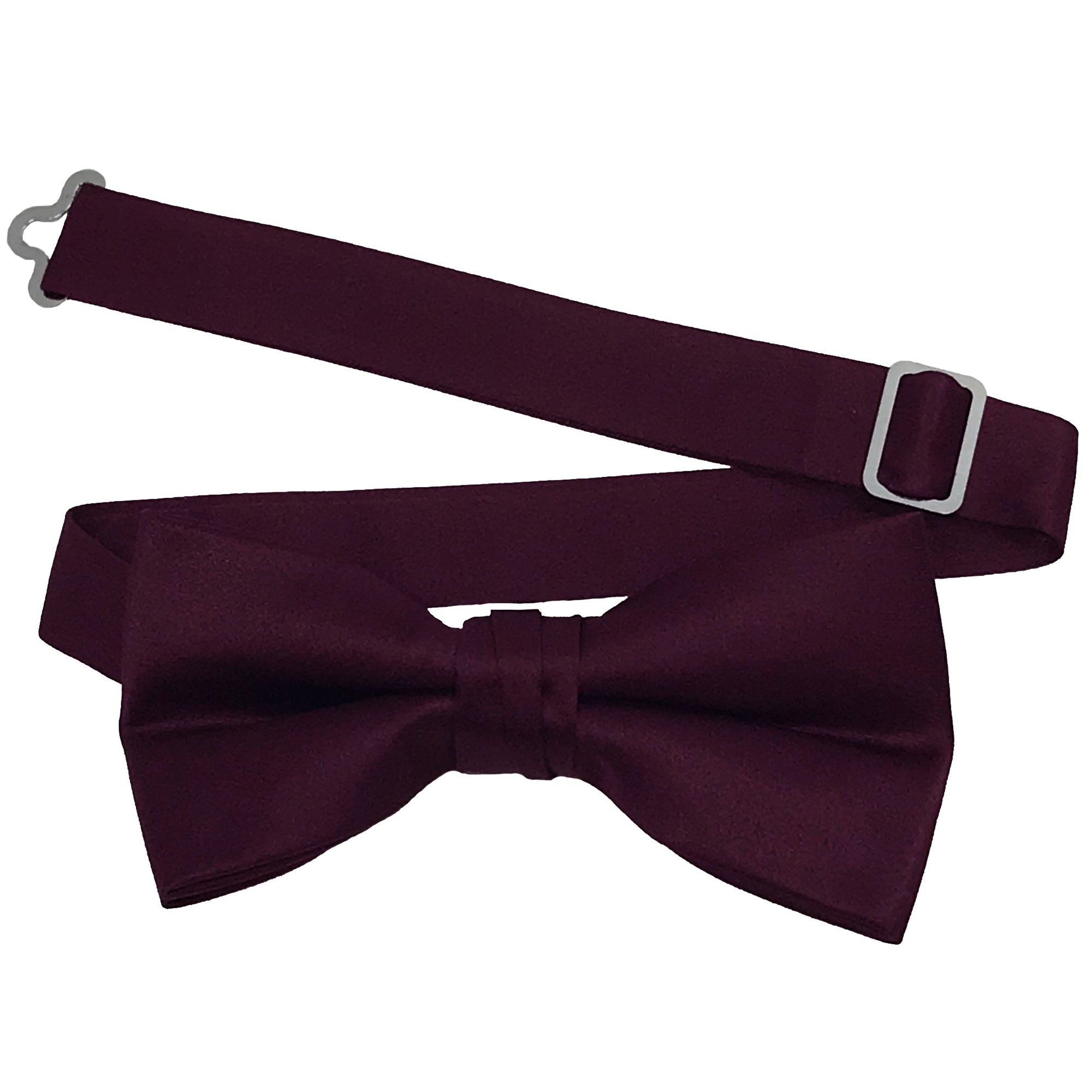 Men's Plum solid satin pre-tied bow tie