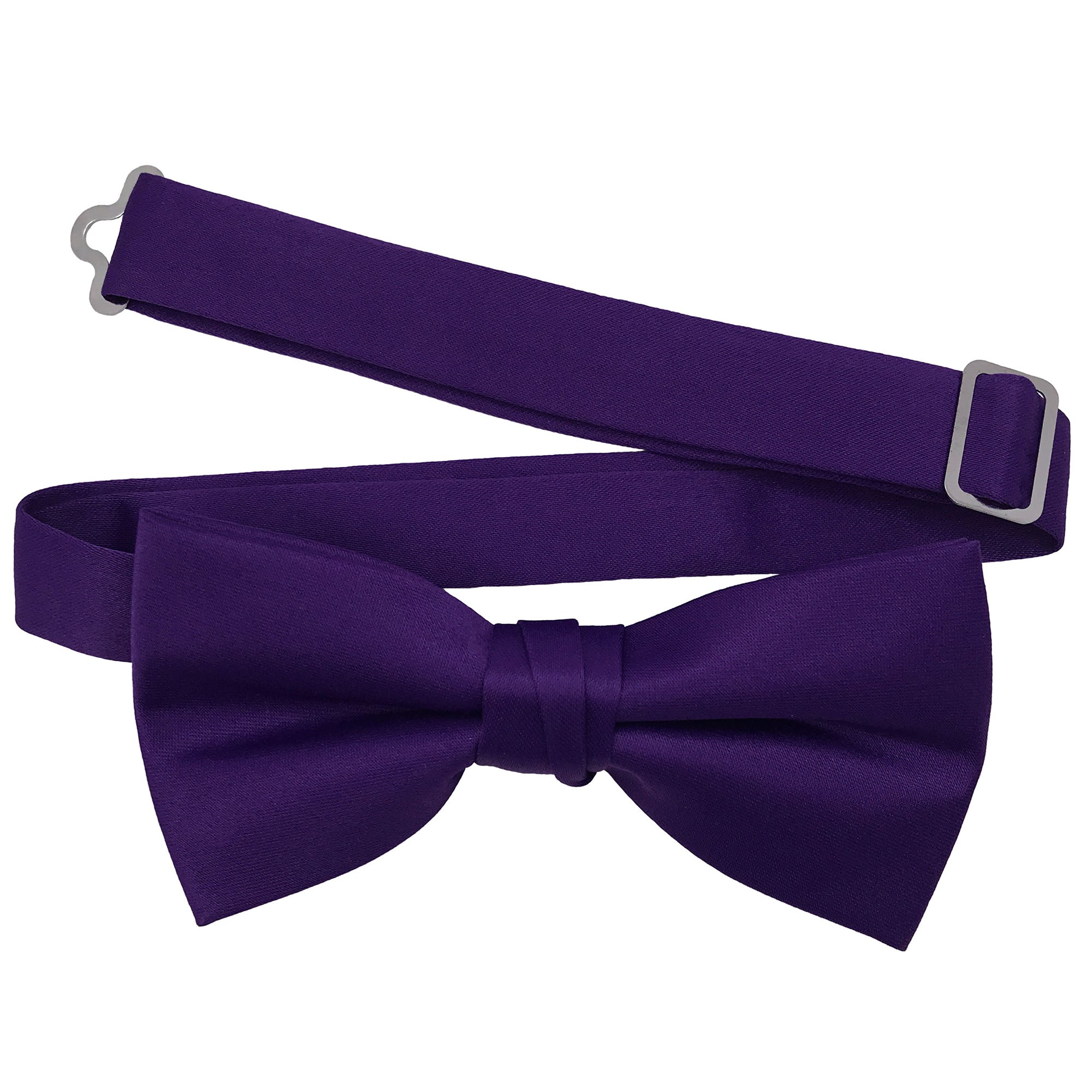 Men's Purple solid satin pre-tied bow tie
