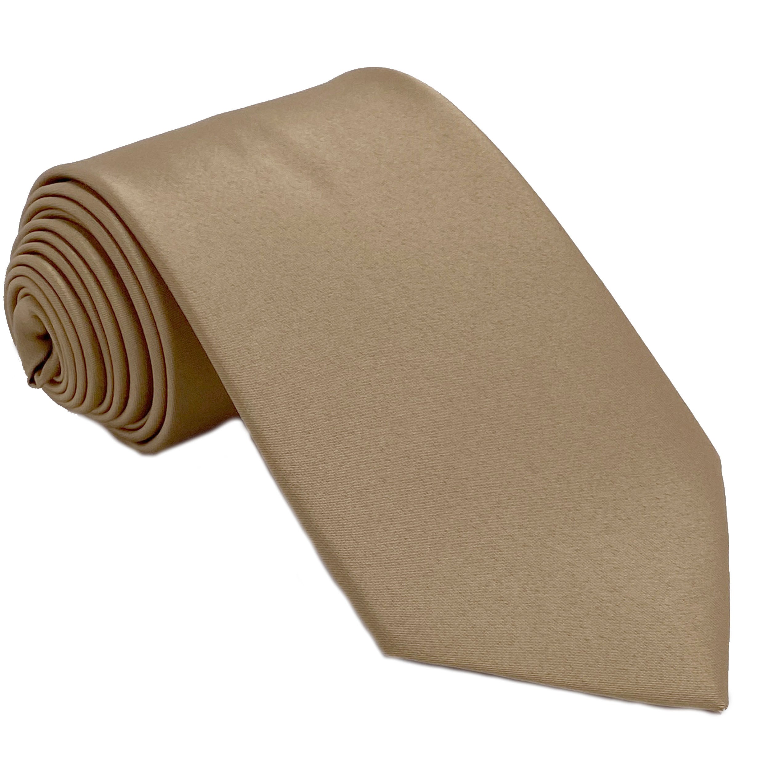 Men's Tan satin self-tie necktie